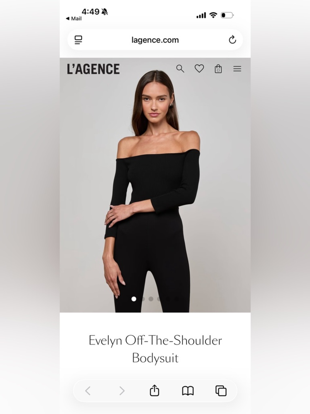 L'AGENCE Evelyn Off-Shoulder Ribbed One-Piece Bodysuit